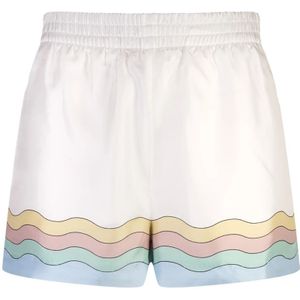 Casablanca Witte zijden shorts met palmbomen , White , Dames , Maat: 2XS