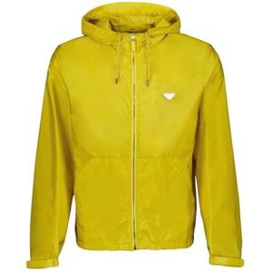 Prada Gerecyclede Nylon Hoodie Jas , Yellow , Heren , Maat: L