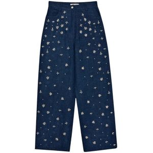 The New Society, Dames, Jeans, Blauw, Maat: XS Katoen,