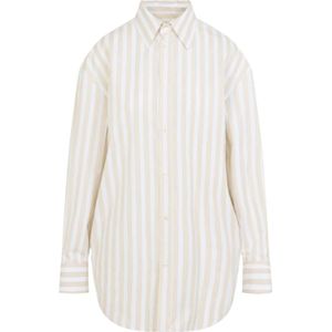 Saint Laurent, Dames, Blouses & Shirts, Beige, Maat: 2XS Katoen,