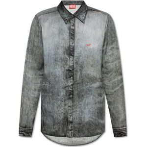 Diesel, Heren, Overhemden, Groen, Maat: S Denim,