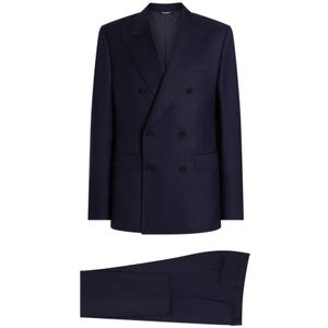 Dolce & Gabbana, Heren, Pakken, Blauw, Maat: M Wol,