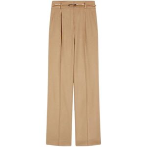 Max Mara Studio, Dames, Broeken, Bruin, Maat: 3XS Wol,