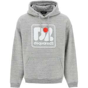 Dsquared2, Heren, Sweatshirts & Hoodies, Grijs, Maat: L Katoen,