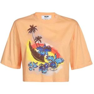 Msgm, Dames, Tops, Oranje, Maat: XS Katoen,