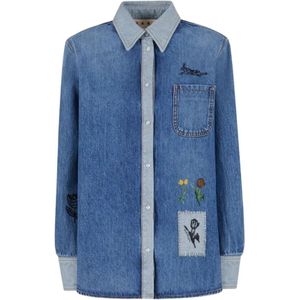 Marni, Dames, Blouses & Shirts, Blauw, Maat: 2XS Denim,