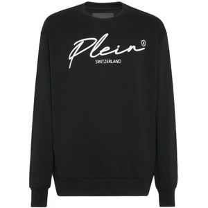 Philipp Plein, Heren, Sweatshirts & Hoodies, Zwart, Maat: XL Katoen,