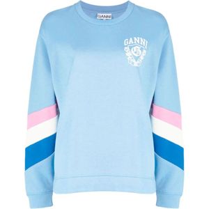 Ganni, Dames, Sweatshirts & Hoodies, Blauw, Maat: 2Xs/Xs Katoen,