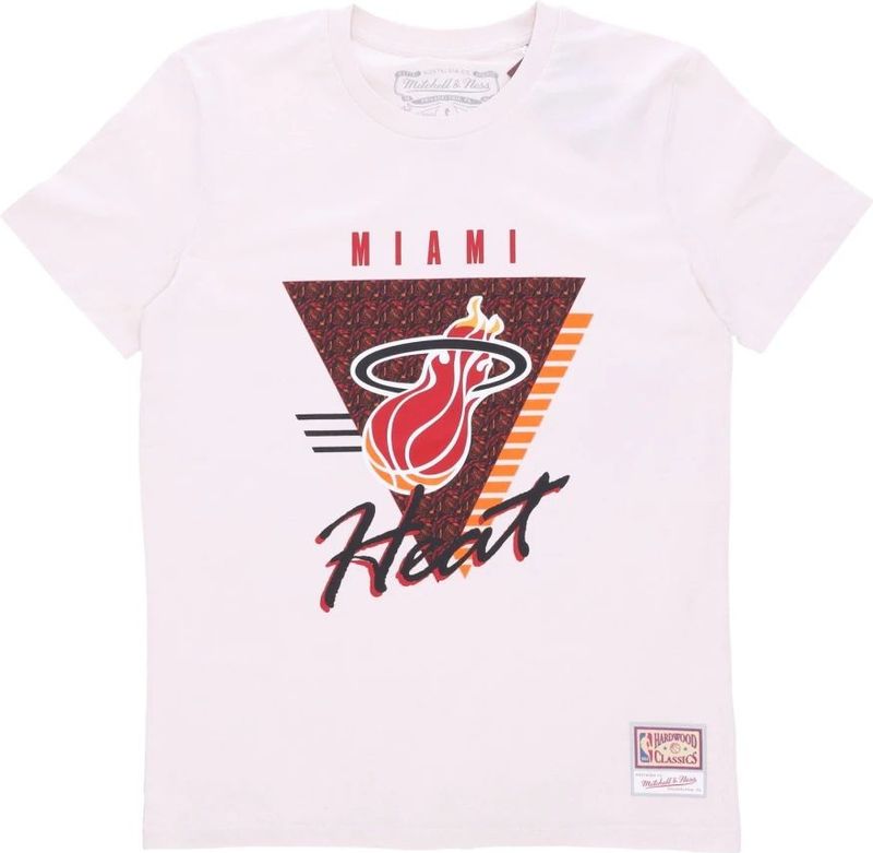 Mitchell & Ness - Miami Heat NBA Tee Hardwood Classics - T-shirt - Beige - Heren - Katoen