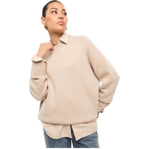 Cesare Gaspari, Dames, Truien, Beige, Maat: M Wol,