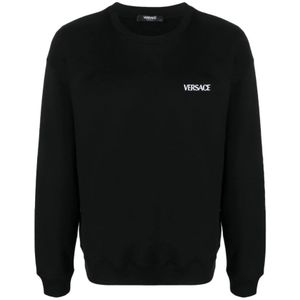 Versace, Heren, Sweatshirts & Hoodies, Zwart, Maat: XL Katoen,