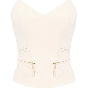 Elisabetta Franchi, Dames, Tops, Beige, Maat: M Leer,