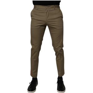 Dolce & Gabbana - Tapered Broek - Donker Khaki - 97% Katoen, 3% Elastaan