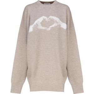 Sportmax, Dames, Sweatshirts & Hoodies, Beige, Maat: XS Katoen,