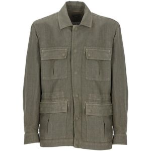 Peserico, Heren, Jassen, Groen, Maat: L Linnen,