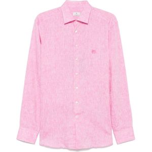 Etro, Heren, Overhemden, Roze, Maat: 3XL Linnen,