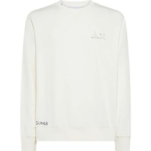 Sun68, Heren, Sweatshirts & Hoodies, Wit, Maat: S Fleece,
