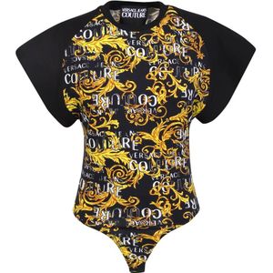 Versace Jeans Couture, Dames, Tops, Zwart, Maat: M Katoen,