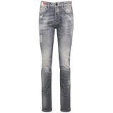 Carlo Colucci - Heren Distressed Logo Piping Skinny Jeans - Grijs