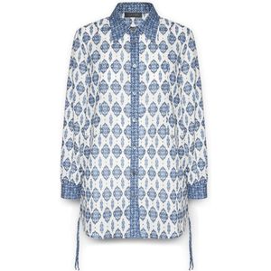 Elena Mirò, Dames, Blouses & Shirts, Wit, Maat: L Katoen,