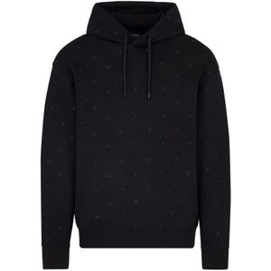 Emporio Armani - Hoodie - Navy Blauw - Dubbele Jersey - Regular Fit