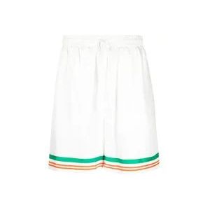 Casablanca Tennis Club Icon Zijden Shorts , White , Heren , Maat: S