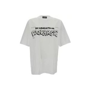 Dsquared2 Witte Skater Fit Tee T-shirts en Polos , White , Heren , Maat: L