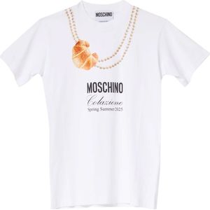 Moschino, Dames, Tops, Wit, Maat: S Katoen,