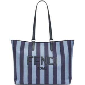 Fendi Blauwe Jacquard Pequin Shopper , Blue , Heren , Maat: ONE Size