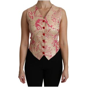 Dolce & Gabbana - V-hals Mouwloze Vest Top - Geel - Brokaat