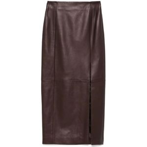 Kiton, Dames, Rokken, Bruin, Maat: S Leer,