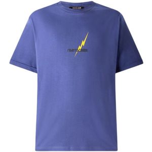 Roberto Cavalli, Heren, Tops, Blauw, Maat: S Katoen,