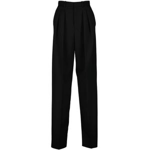 Saint Laurent, Dames, Broeken, Zwart, Maat: M Wol,