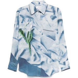 Victoria Beckham, Dames, Blouses & Shirts, Blauw, Maat: XS Satijn,