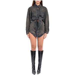 Diesel, Dames, Jurken, Blauw, Maat: S Denim,