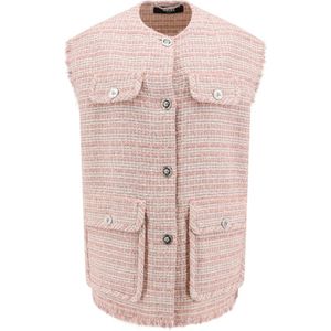 Versace Roze Blazer Crew-neck Vier Zakken , Pink , Dames , Maat: XS