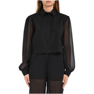 Msgm, Dames, Blouses & Shirts, Zwart, Maat: XS Zijde,