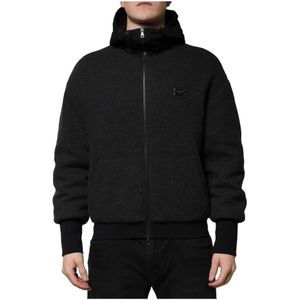 Dolce & Gabbana, Heren, Sweatshirts & Hoodies, Zwart, Maat: S Wol,