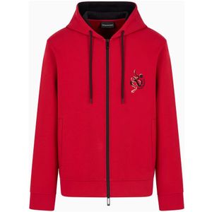 Emporio Armani, Heren, Sweatshirts & Hoodies, Rood, Maat: S Katoen,