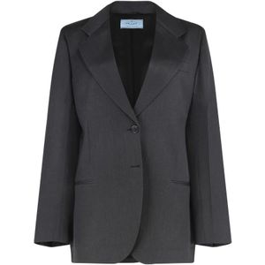 Prada, Dames, Jassen, Grijs, Maat: XS Wol,