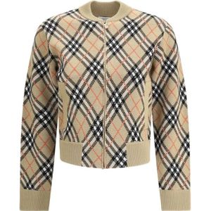 Burberry - Check Cardigan - Beige - Dames - Wol