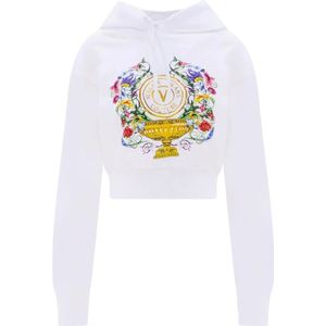 Versace Jeans Couture, Dames, Sweatshirts & Hoodies, Wit, Maat: S Katoen,