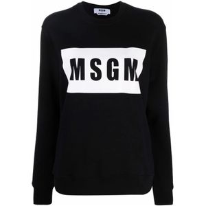 Msgm, Dames, Sweatshirts & Hoodies, Zwart, Maat: XS Katoen,