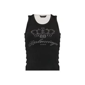 Balenciaga Top met logo , Black , Dames , Maat: L