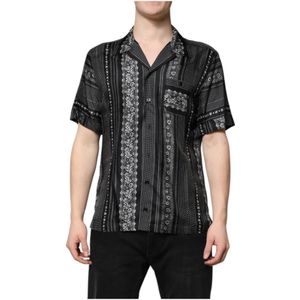Dolce & Gabbana - Casual Shirt - Zwart - Bloemenprint - Korte Mouwen