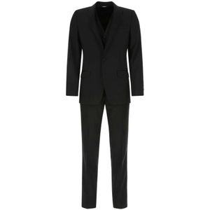 Dolce & Gabbana, Heren, Pakken, Zwart, Maat: S Wol,