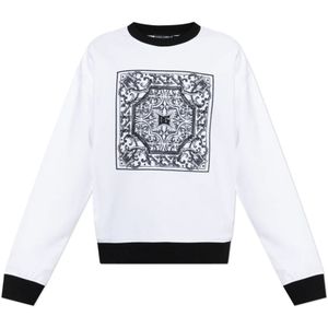 Dolce & Gabbana, Heren, Sweatshirts & Hoodies, Wit, Maat: M Katoen,