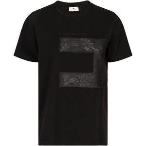 Elisabetta Franchi, Dames, Tops, Zwart, Maat: XS Viscose,