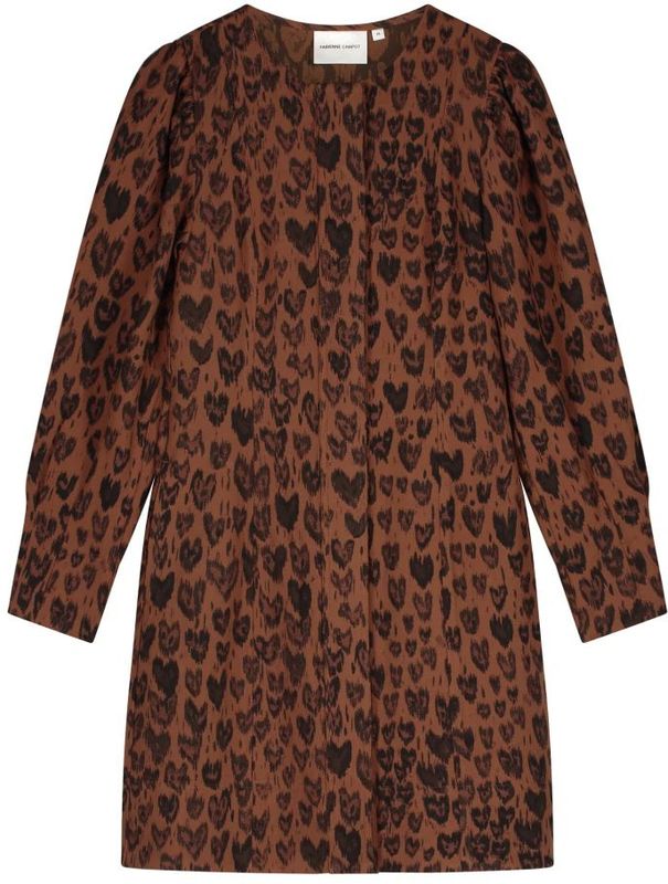 Fabienne Chapot - Jurk - Kastanjebruin - Dierenprint - Korte Mouwen