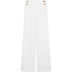 Max Mara, Dames, Broeken, Wit, Maat: S Wol,